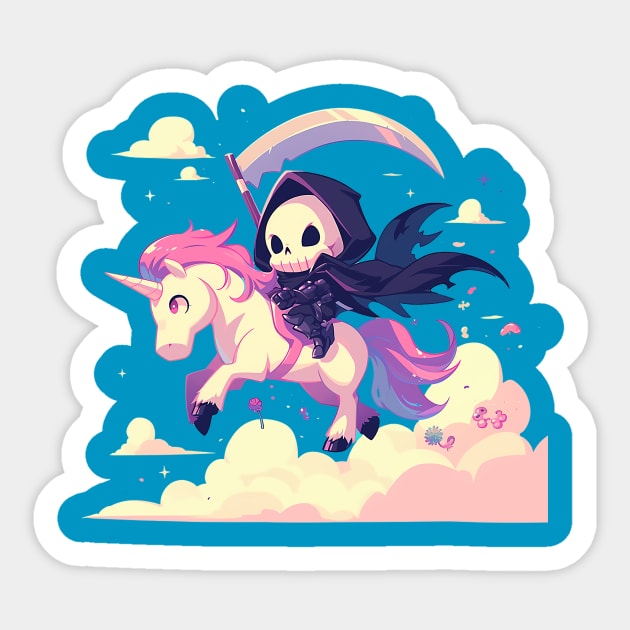 reaper on unicorn Sticker by StevenBag